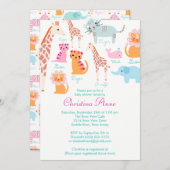 かわいいベビーサファリアニマルズベビーシャワー招待状 招待状 (正面/裏面)
