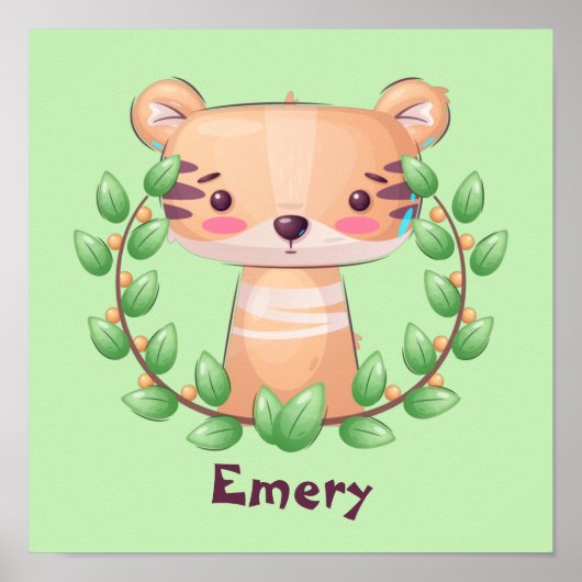 かわいいベビーサファリタイガーパーソナライズされたポスター ポスター (正面)