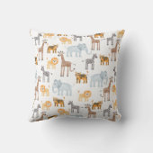 かわいいベビーサファリ動物の水のカラーパターン クッション (裏面)