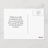 かわいいベビーサンキューガーリーキリンプリントピンクボウ ポストカード (裏面)