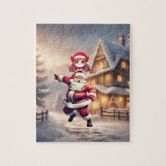 かわいいベビーサンタクロースダンスクリスマスイブ ジグソーパズル