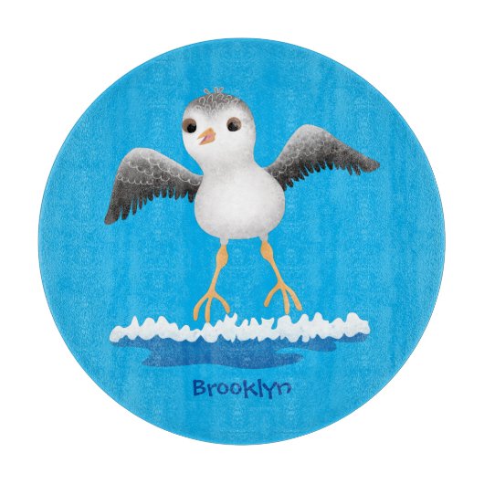 かわいいベビーサンドパイパー漫画イラストレーション カッティングボード (正面)