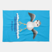 かわいいベビーサンドパイパー漫画イラストレーション キッチンタオル (横)