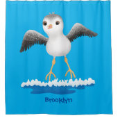 かわいいベビーサンドパイパー漫画イラストレーション シャワーカーテン (正面)