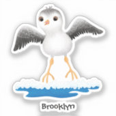 かわいいベビーサンドパイパー漫画イラストレーション シール (正面)