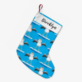 かわいいベビーサンドパイパー漫画イラストレーション スモールクリスマスストッキング (正面 (吊り時))