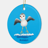 かわいいベビーサンドパイパー漫画イラストレーション  セラミックオーナメント (左)