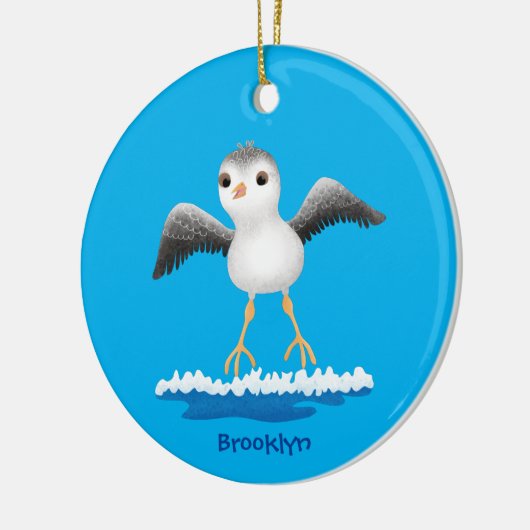 かわいいベビーサンドパイパー漫画イラストレーション セラミックオーナメント (左)