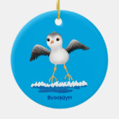 かわいいベビーサンドパイパー漫画イラストレーション  セラミックオーナメント (裏面)