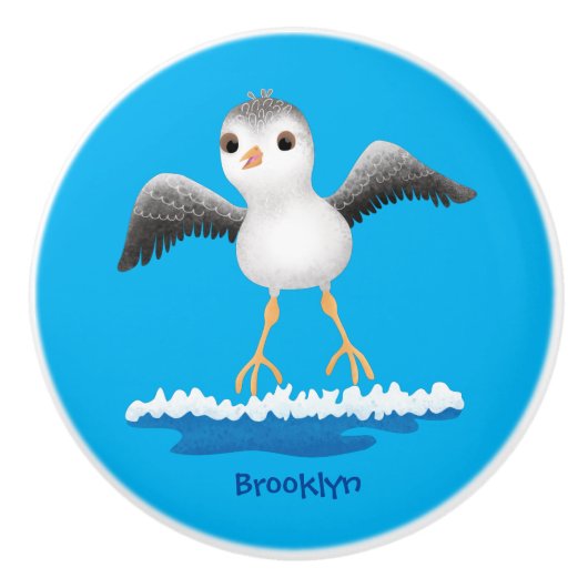 かわいいベビーサンドパイパー漫画イラストレーション セラミックノブ (正面)