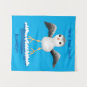 かわいいベビーサンドパイパー漫画イラストレーション タペストリー (正面(横))