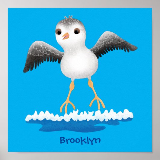 かわいいベビーサンドパイパー漫画イラストレーション ポスター (正面)