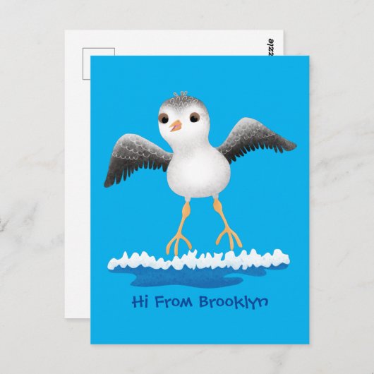 かわいいベビーサンドパイパー漫画イラストレーション ポストカード (正面/裏面)