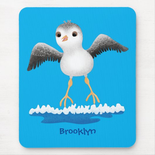 かわいいベビーサンドパイパー漫画イラストレーション マウスパッド (正面)