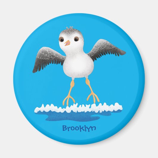 かわいいベビーサンドパイパー漫画イラストレーション マグネット (正面)