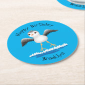 かわいいベビーサンドパイパー漫画イラストレーション ラウンドペーパーコースター (アングル)