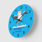 かわいいベビーサンドパイパー漫画イラストレーション ラウンド壁時計 (傾斜)