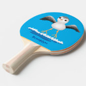 かわいいベビーサンドパイパー漫画イラストレーション 卓球ラケット (正面アングル)