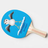 かわいいベビーサンドパイパー漫画イラストレーション 卓球ラケット (横)