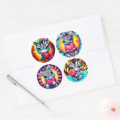 かわいいベビーシマウマとハート スクエアシール (封筒)