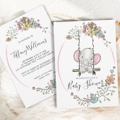 かわいいベビーシャワーのお知らせ ゆれる象 招待状