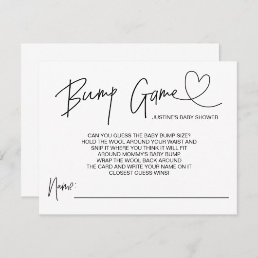 かわいいベビーシャワーのゲームのベビーの隆起の推測はハートを梳きます エンクロージャーカード (正面/裏面)