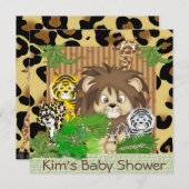 かわいいベビーシャワーのチータのテーマの招待状 招待状 (正面/裏面)