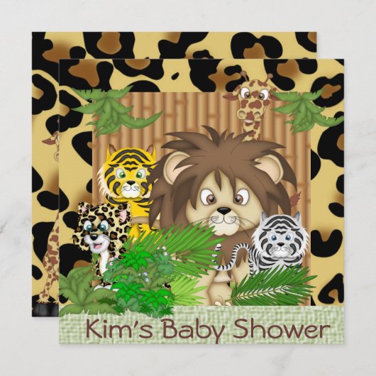 かわいいベビーシャワーのチータのテーマの招待状 招待状 (正面/裏面)