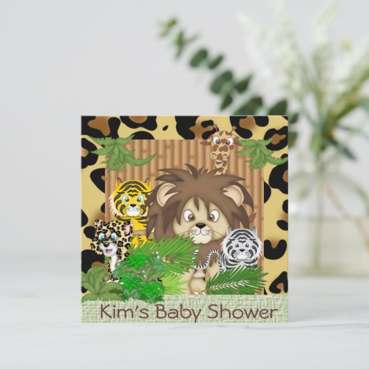 かわいいベビーシャワーのチータのテーマの招待状 招待状 (スタンド正面)