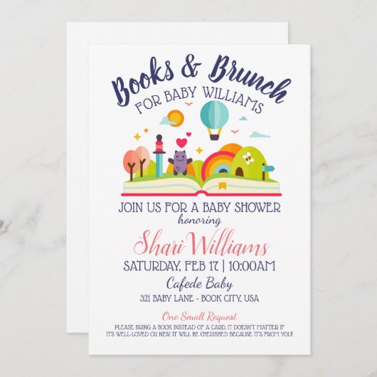 かわいいベビーシャワーの本およびブランチのパーティーはカスタマイズ 招待状 (正面/裏面)