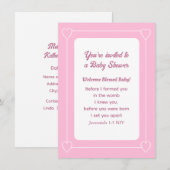 かわいいベビーシャワーの聖書の一節 ライトピンク シンプル 招待状 (正面/裏面)