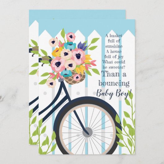 かわいいベビーシャワーガーデンパーティーフローラ招待状 招待状 (正面/裏面)