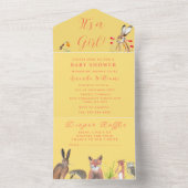 かわいいベビーシャワーキツネハレ女の子フローラ オールインワン招待状 (内側)