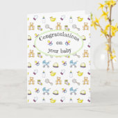 かわいいベビーシャワーパターン カード (黄色い花)