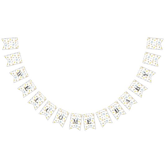 かわいいベビーシャワーパターン バンティングフラッグ (全)