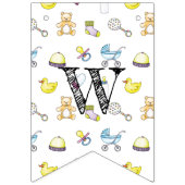 かわいいベビーシャワーパターン バンティングフラッグ (第3の旗)