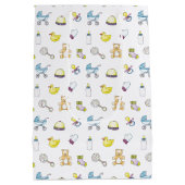 かわいいベビーシャワーパターン ミディアムペーパーバッグ (裏面)