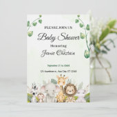 「かわいいベビーシャワー招待状と可愛いペットA シーズンカード (スタンド正面)