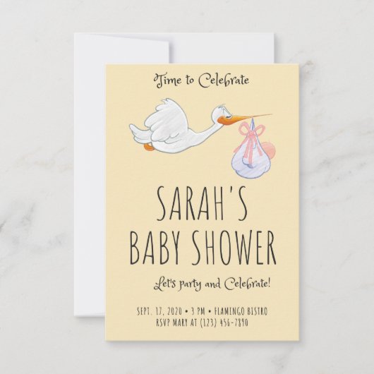 かわいいベビーシャワー招待状カード 招待状 (正面)