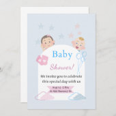 かわいいベビーシャワー招待状 | 男女兼用 招待状 (正面/裏面)