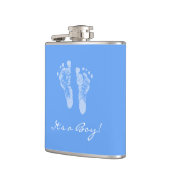 かわいいベビーシャワー男の子の青色児の足跡 フラスク (左)