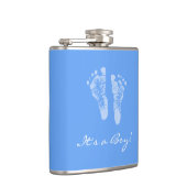 かわいいベビーシャワー男の子の青色児の足跡 フラスク (右)