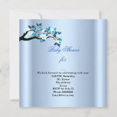 かわいいベビーシャワー男子 赤ちゃん 青いゆりかご 招待状 (裏面)