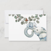 かわいいベビーシャワー エレファント ママ ベビー 招待状 (裏面)