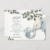 かわいいベビーシャワー エレファント ママ ベビー 招待状 (正面/裏面)