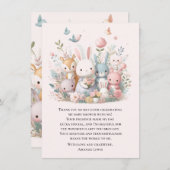 かわいいベビーシャワー パステル ワンピース 動物 サンキューカード (正面/裏面)