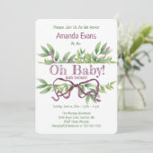 かわいいベビーシャワー パープル 招待状 (スタンド正面)