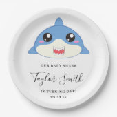 かわいいベビーシャーク誕生日パーティーの招待状 ペーパープレート (正面)