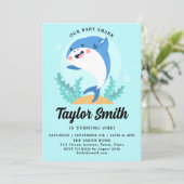 かわいいベビーシャーク誕生日パーティーの招待状 招待状 (スタンド正面)