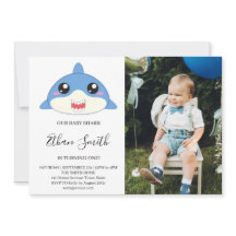 かわいいベビーシャーク誕生日フォト招待状